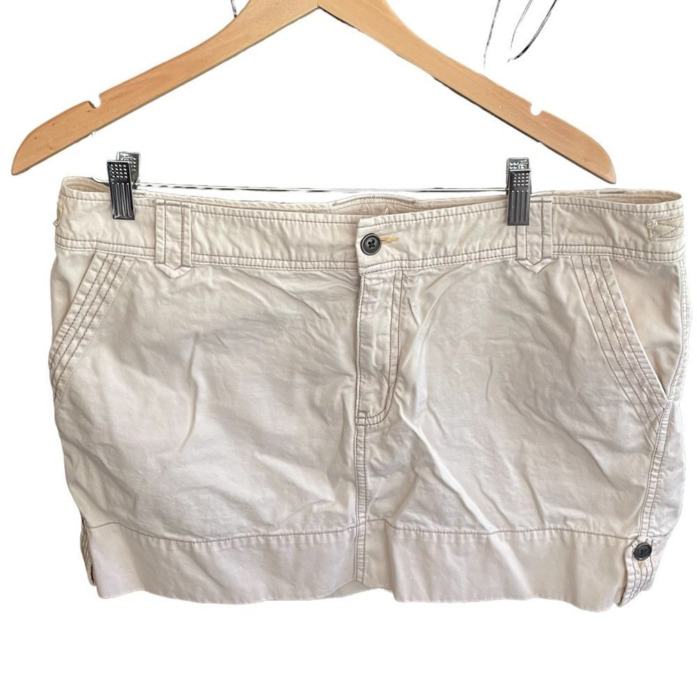 Gap Cotton Khaki Button Tab Plus Size Mini Skirt Women's Size 16 Y2K 90's Retro